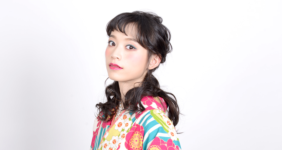 【袴】波ウェーブのクロス編みハーフアップ