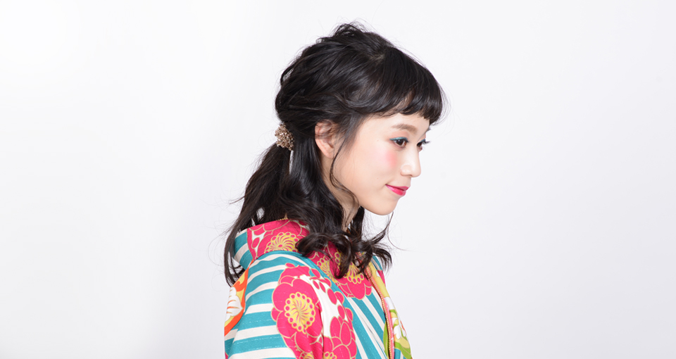 【袴】波ウェーブのクロス編みハーフアップ